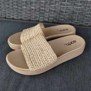 Earth Woven Slide Sandals Beige Raffia Strap Comfort Slides Women’s 9M